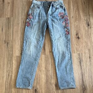 Women’s Lucky Brand Blue Denim with Floral Embroidery